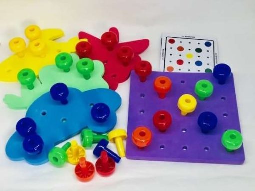 Jogo Terapeutico Placa de Pregos Coloridos