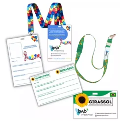 Imagem do Kit com Crachá e Cordão GIRASSOL e AUTISMO QUEBRA-CABEÇA