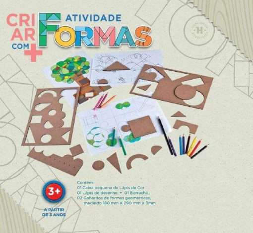 Foto dos componentes do jogo Criando com Formas Geométricas, da Hergg