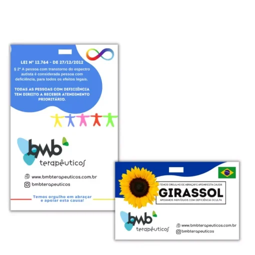 kit crachás personalizados autismo infinito e girassol azul
