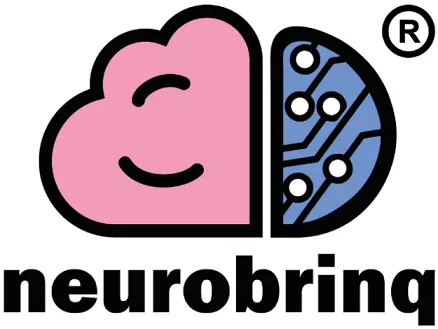 Logo Neurobrinq, marca registrada - Desenho de um cérebro rosa e azul