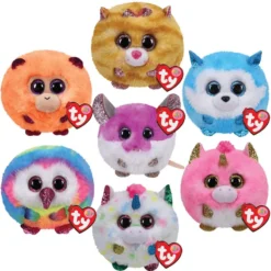 Pelúcia TY Puff Redonda Bichinho Fofo Apertar Olhos Glitter Beanie Balls