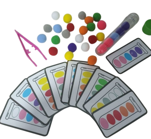 Jogo Da Sequencia: Pinça Tubete Pompom Cards Plastificados
